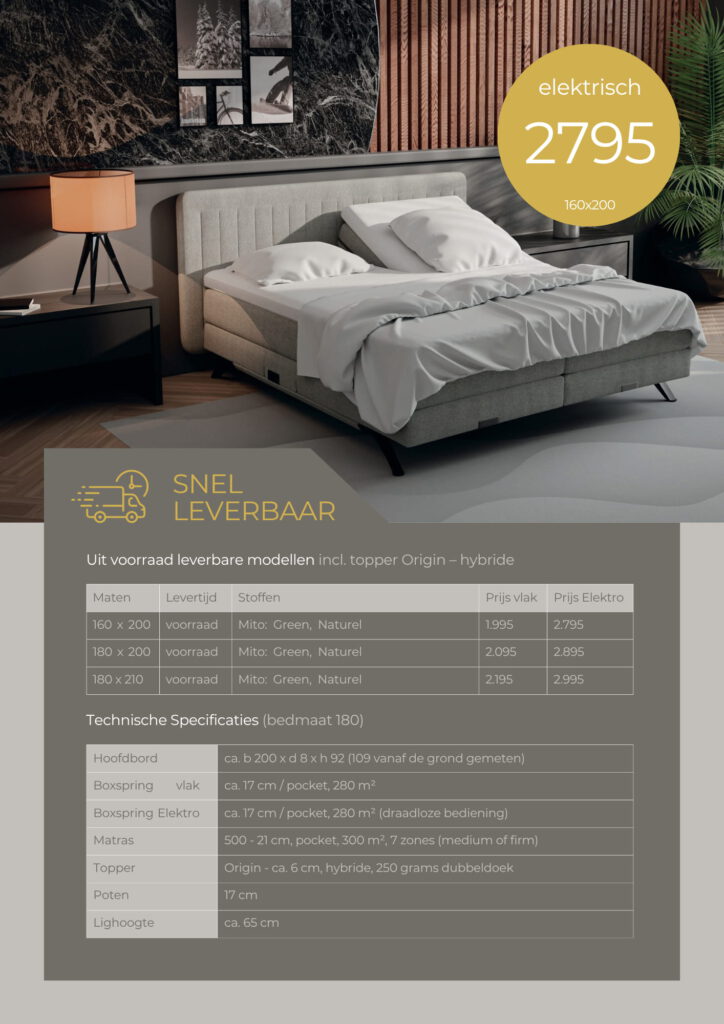 Boxspring Toni Flyer voorkant elektrisch